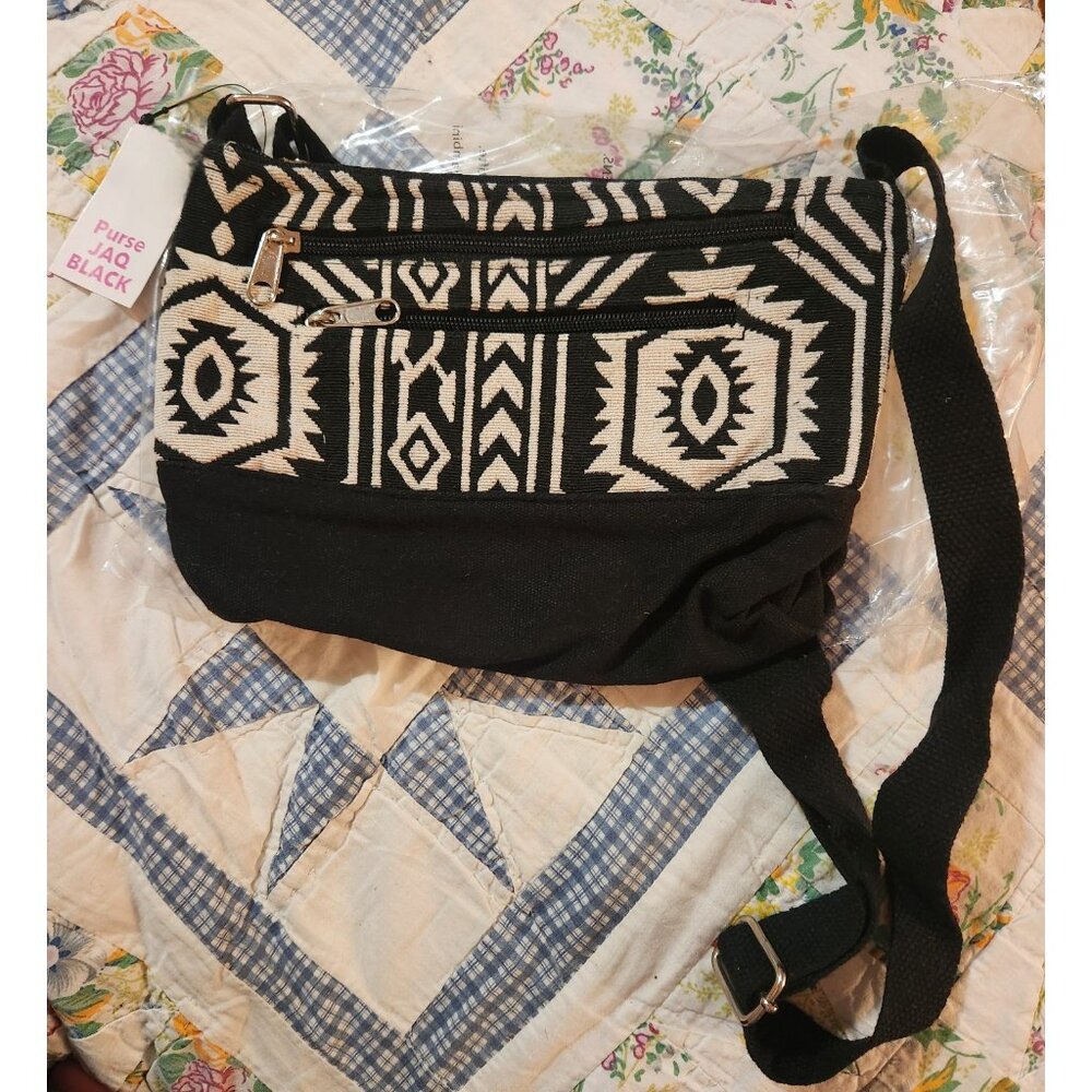 Jaq Black & White Boho Crossbody Purse NWT